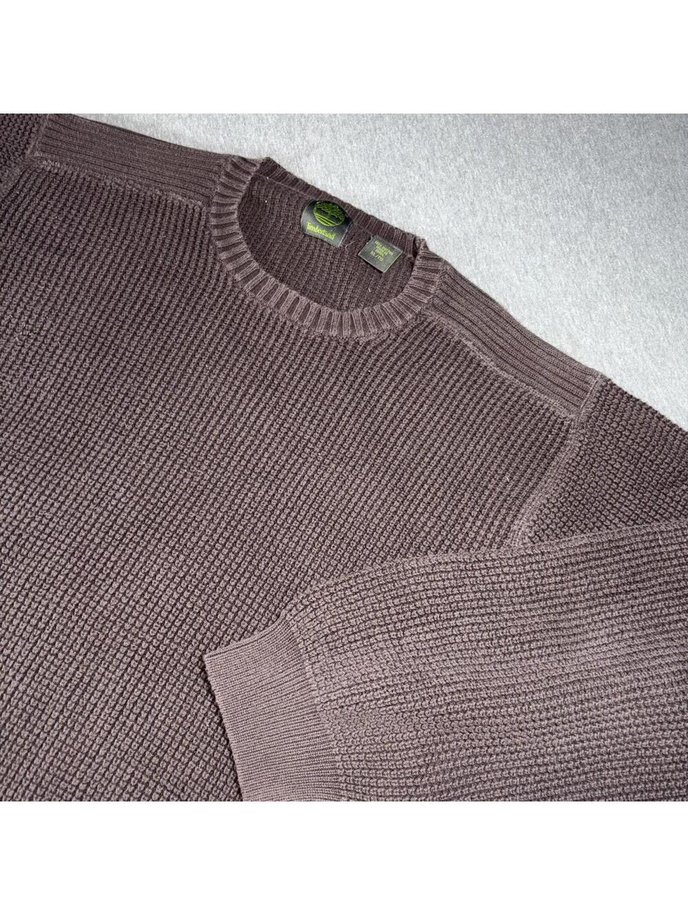 Timberland Men's XL Brown Waffle Knit Crewneck Sweater Work or casual Heavy